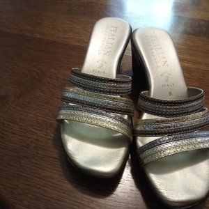 Italian Shoemakers size 8 gold and silver.
